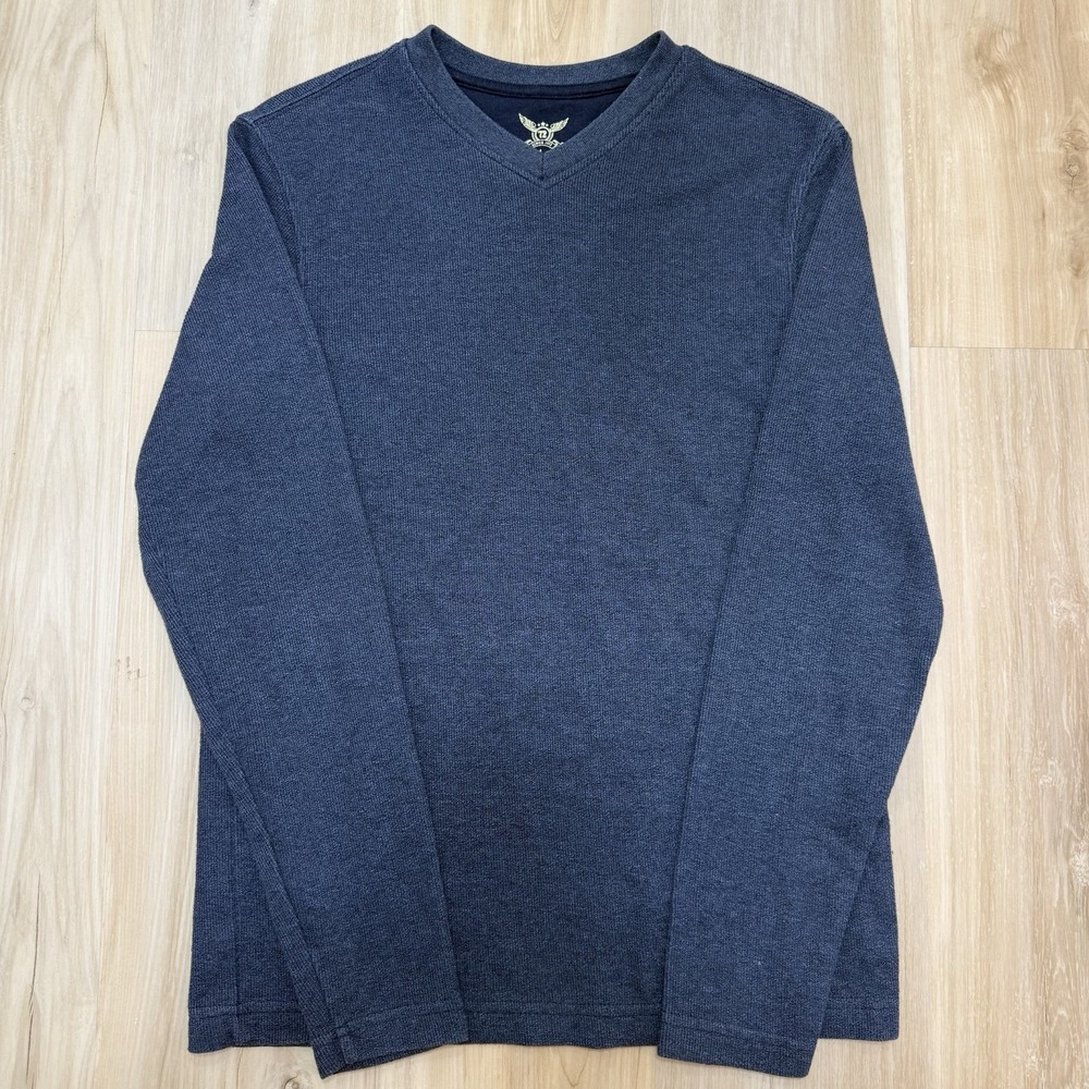 Faded Glory Men's V Neck Sweater Small Blue Long Sleeve Pullover Cotton Blend